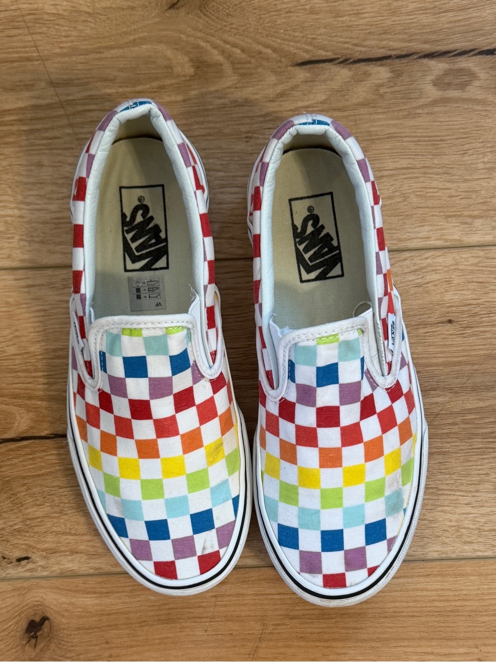 Vans Classic Slip-On Rainbow Checkerboard Shoes